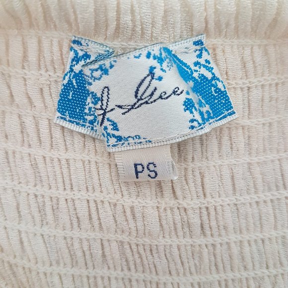 J Gee Ivory Lace-Up Asymmetrical Tiered Lace Sleeveless Woven Midi Dress, Sz PS - Picture 9 of 11